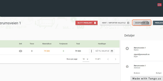 Deretter trykker du på Eksporter